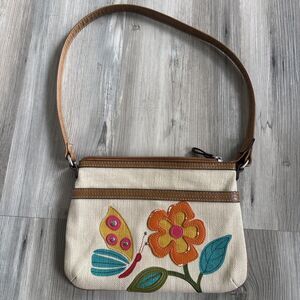 Vintage Relic Butterfly Boho 90s Floral Leather Shoulder Purse Bag